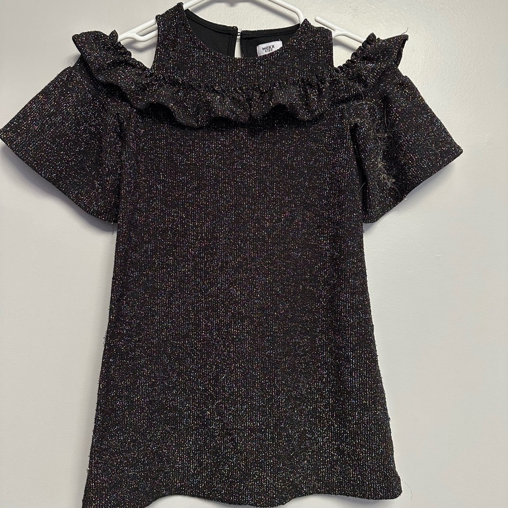 Girls size 7 Mexx Gray and glittery Cold Shoulder Sheath Dress